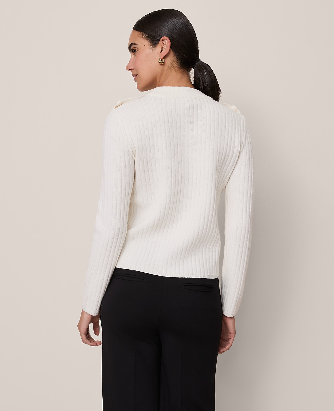 Petite Ribbed Pocket Sweater