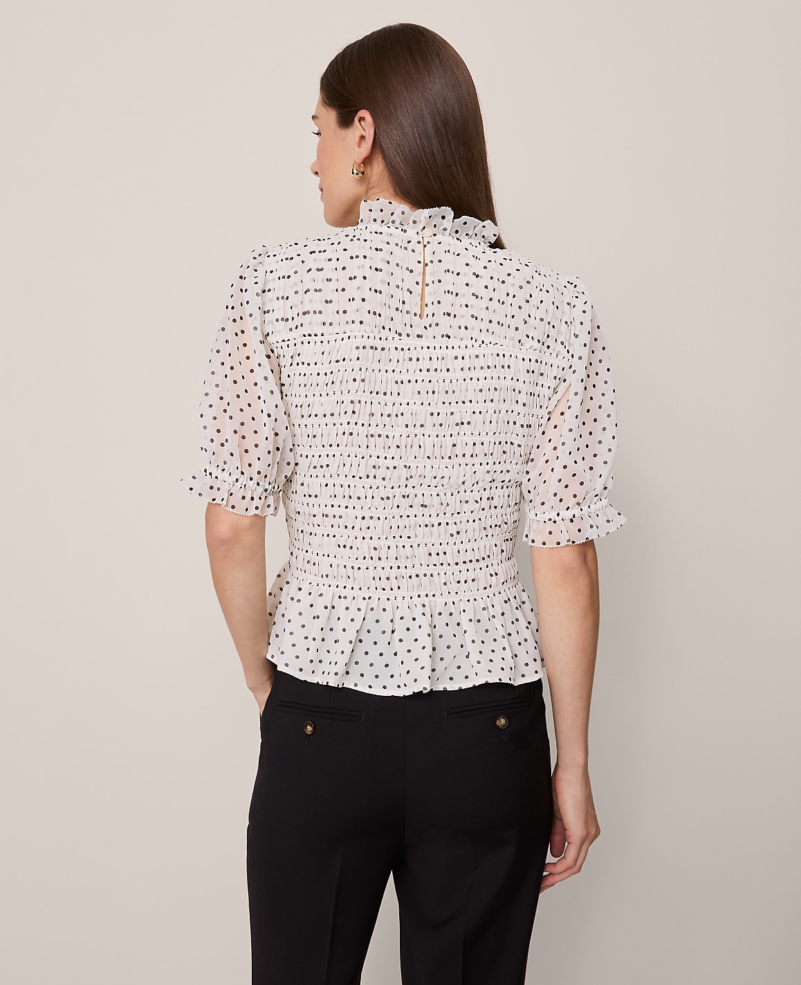 Dotted Smocked Top