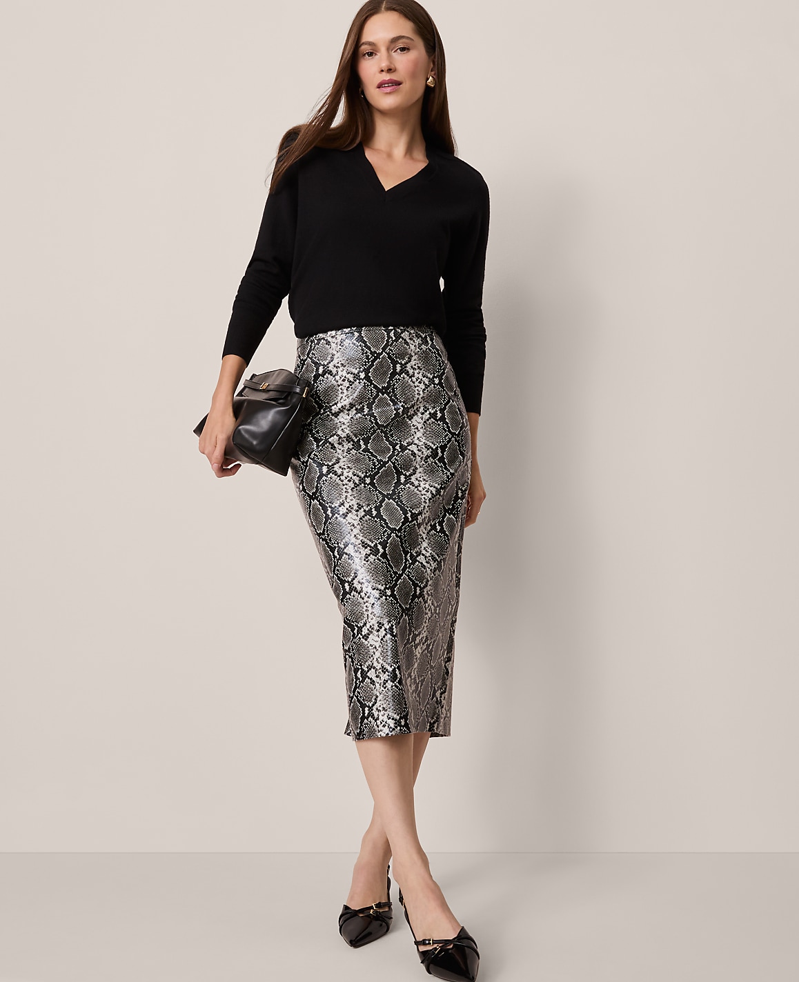Petite Snake Print Pencil Skirt