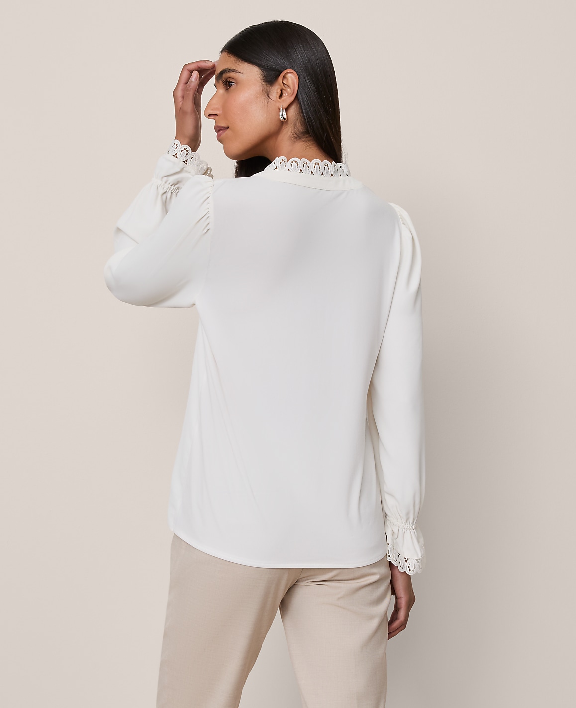 Lace Ruffle Trim Blouse