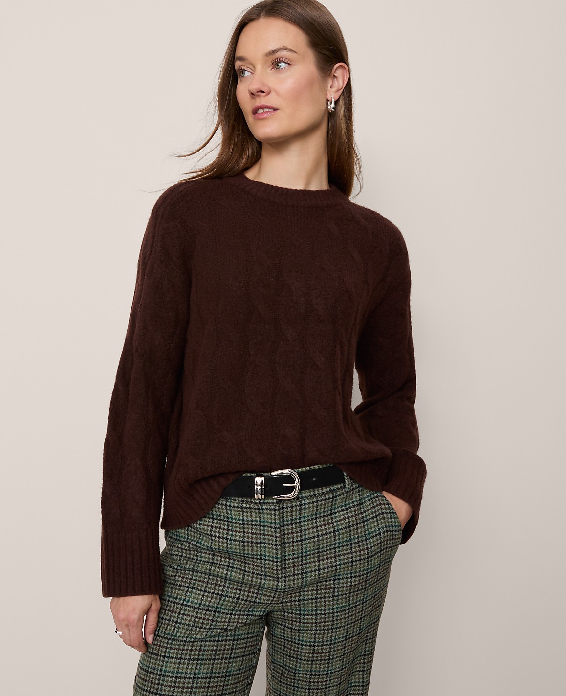 Cable Crew Neck Sweater