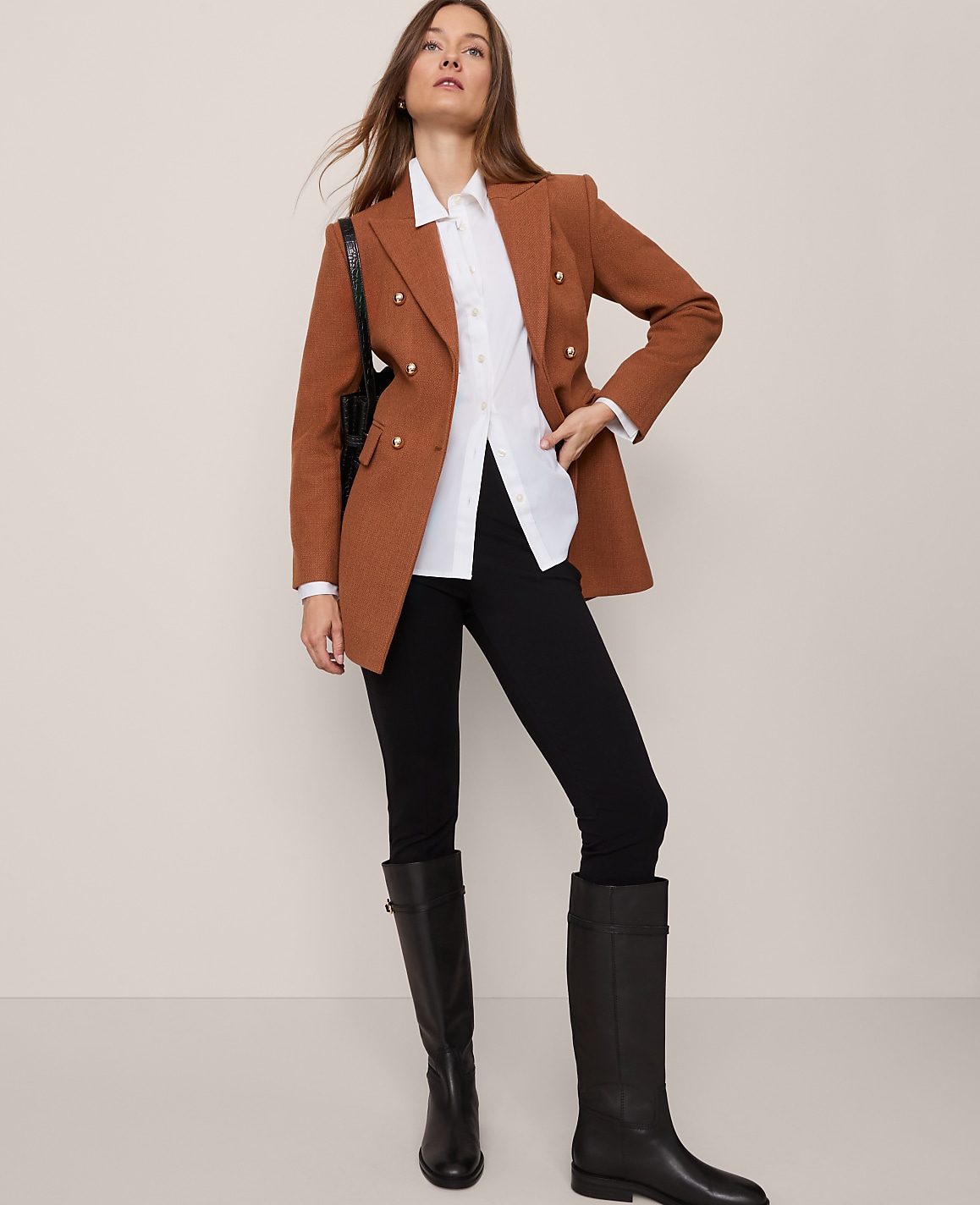 Petite Fitted Long Double Breasted Coat