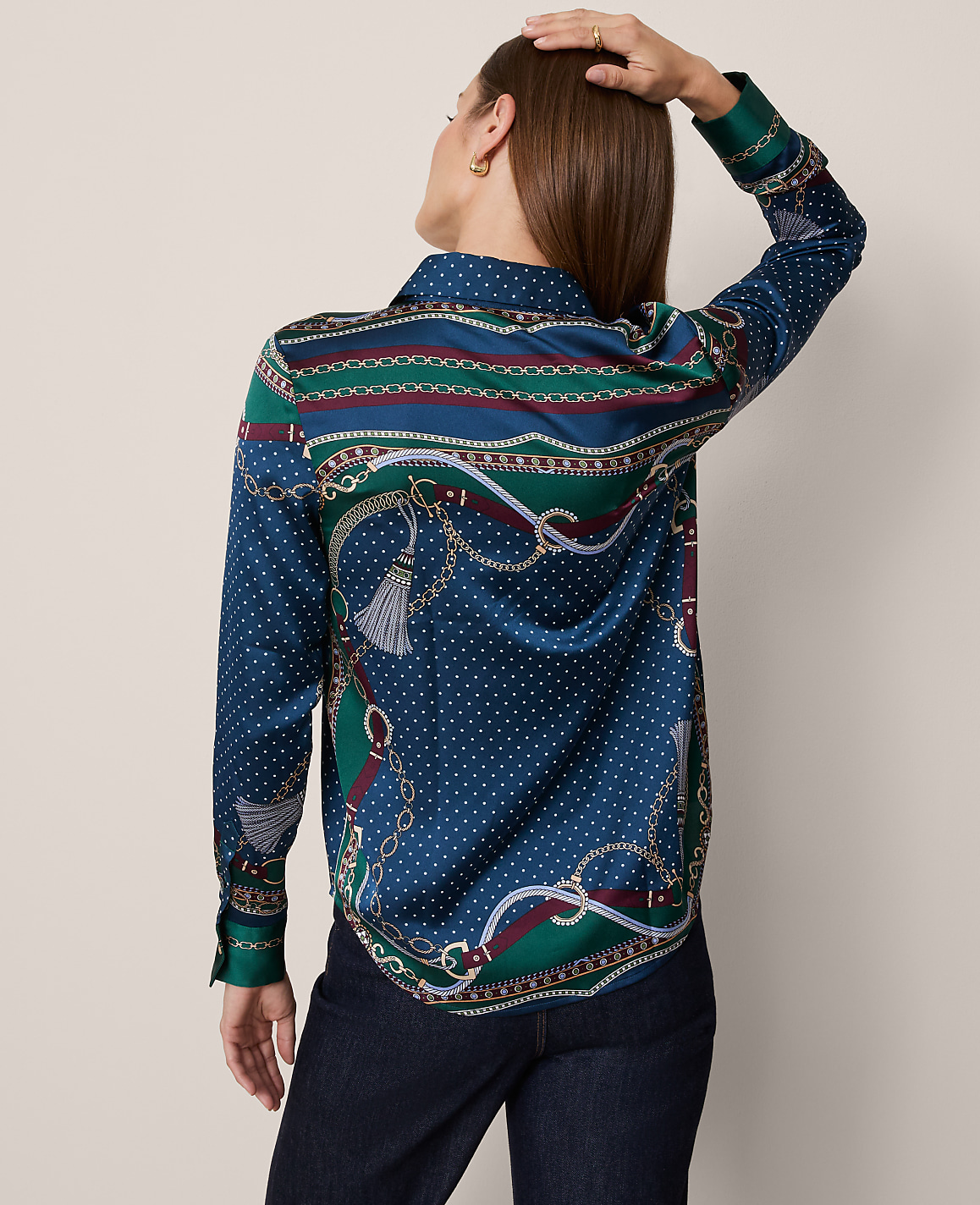 Chain Link Print Satin Essential Shirt