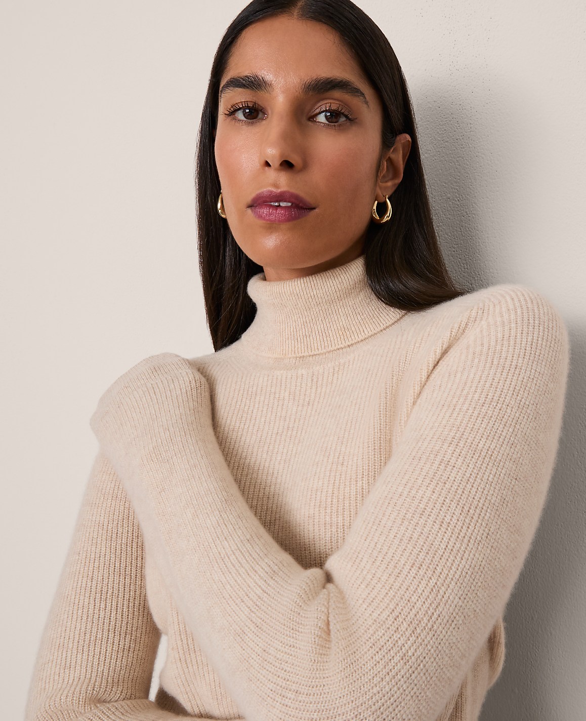 Studio Collection Cashmere Ribbed Turtleneck Sweater