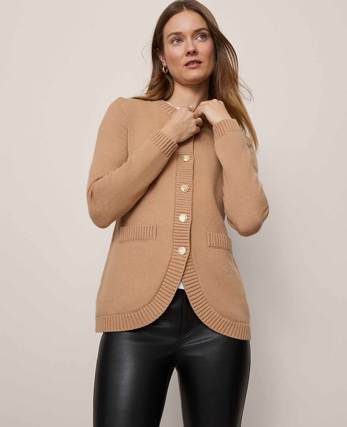 Petite Curved Hem Longline Cardigan