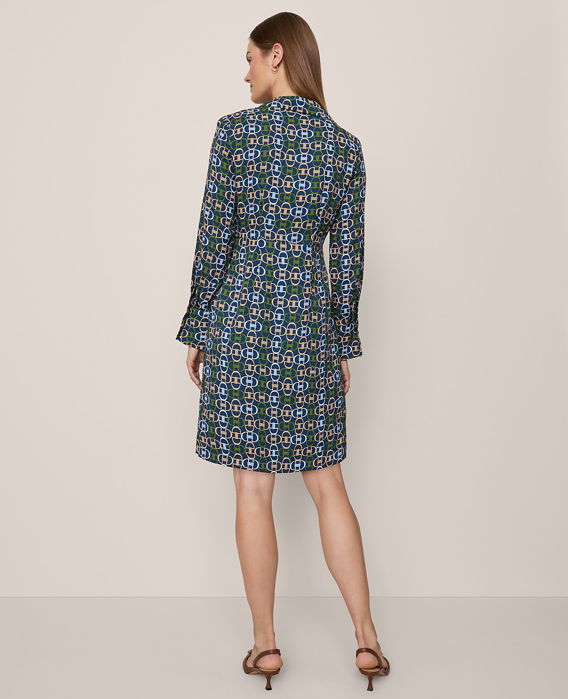 Chain Link Collared Wrap Shirtdress