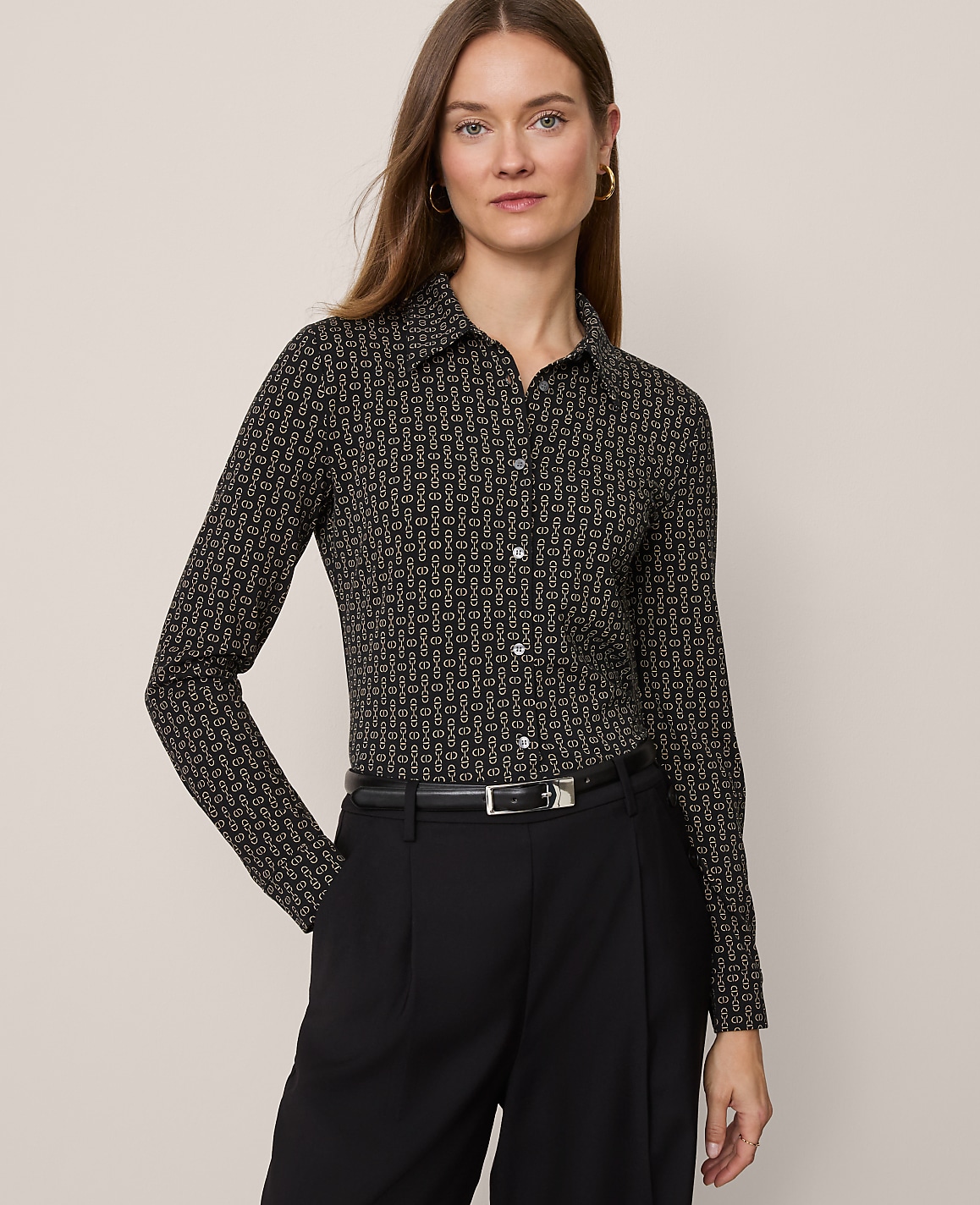 Petite Chain Link Button Down Shirt