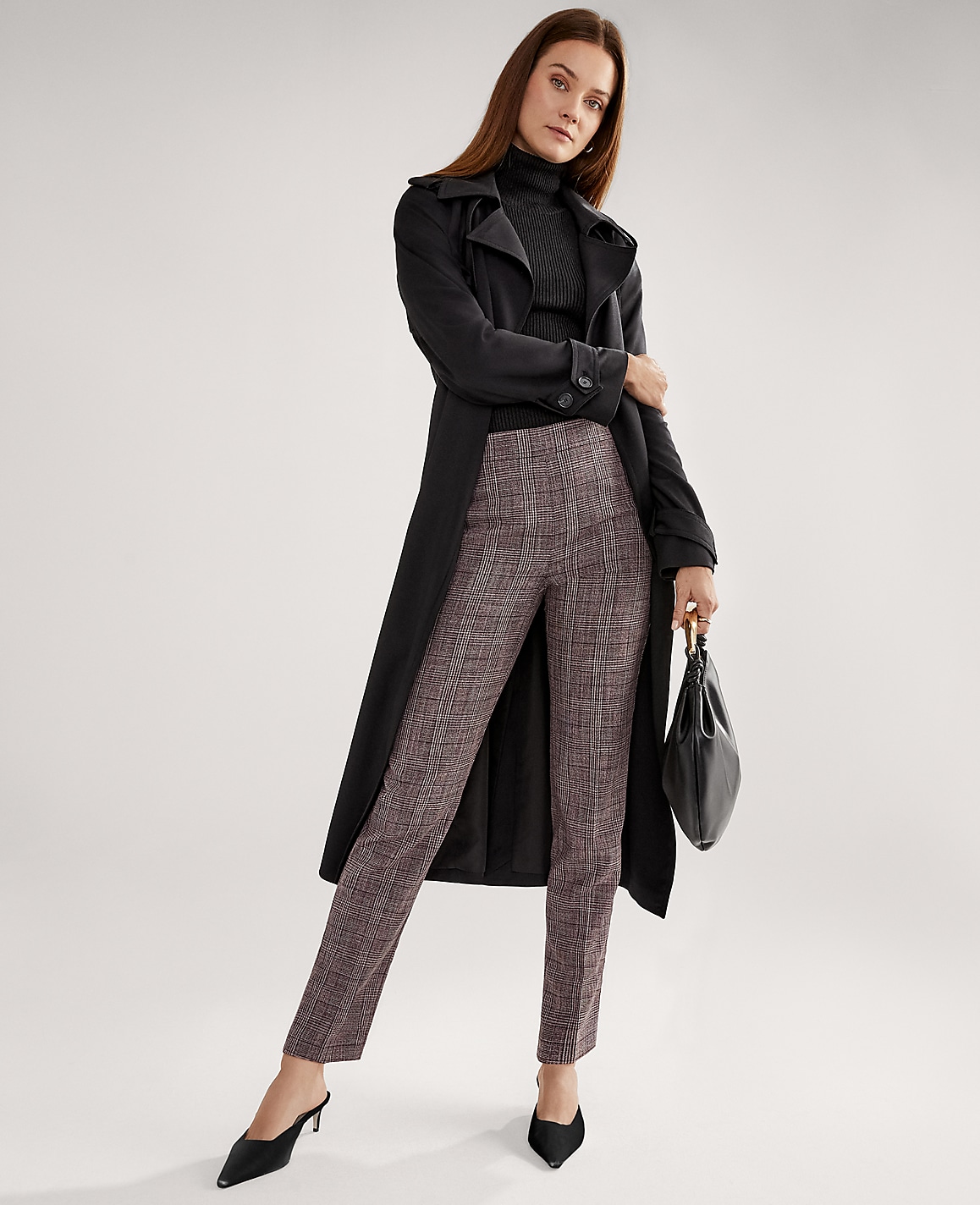 The Petite High Rise Ankle Pant in Plaid