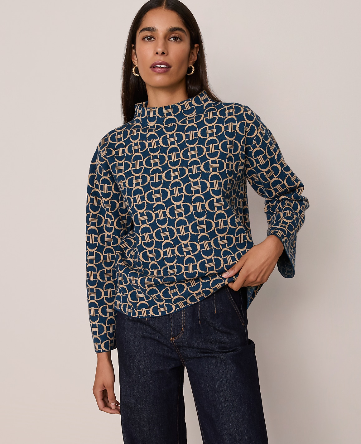 Petite Chain Link Print Sweater