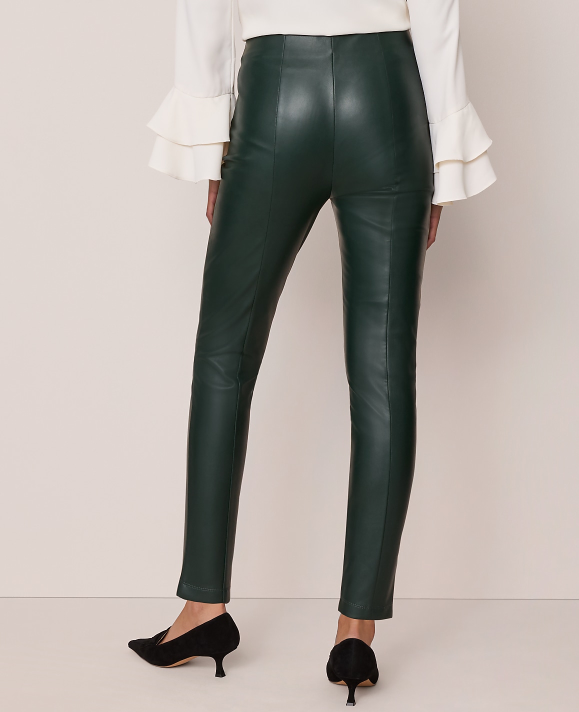 The Seamed Button Legging in Faux Leather