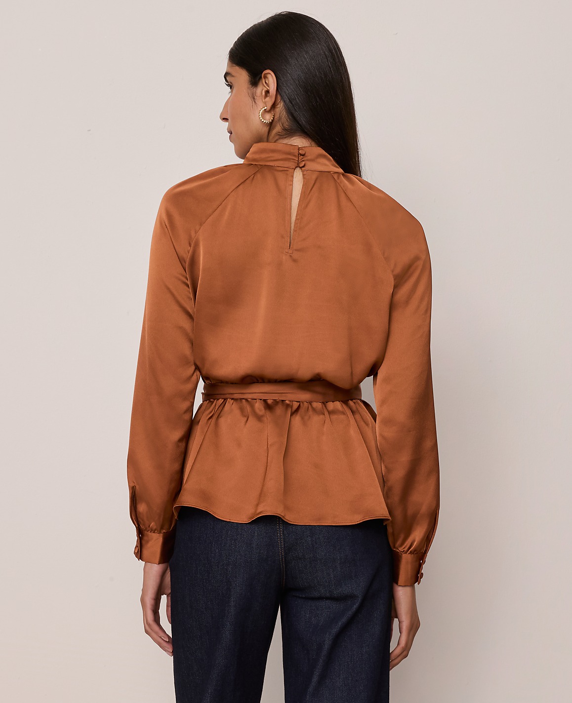 Satin Tie Waist Blouse