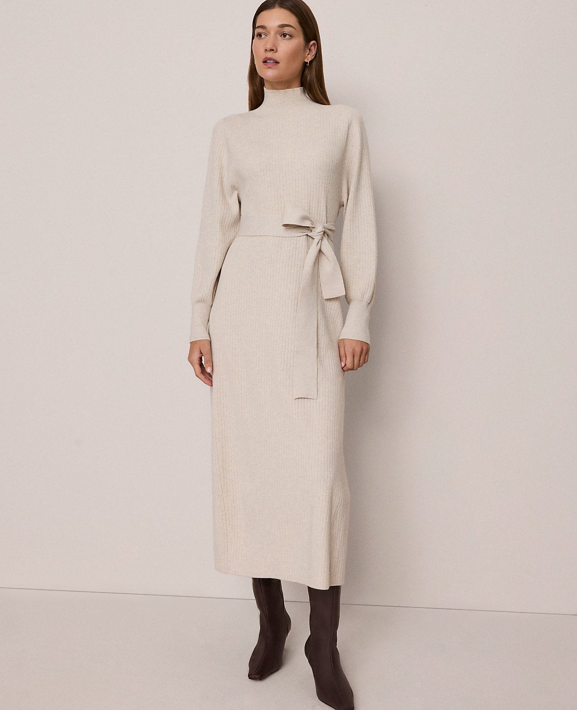 Petite Weekend Ribbed Turtleneck Sweater Dress