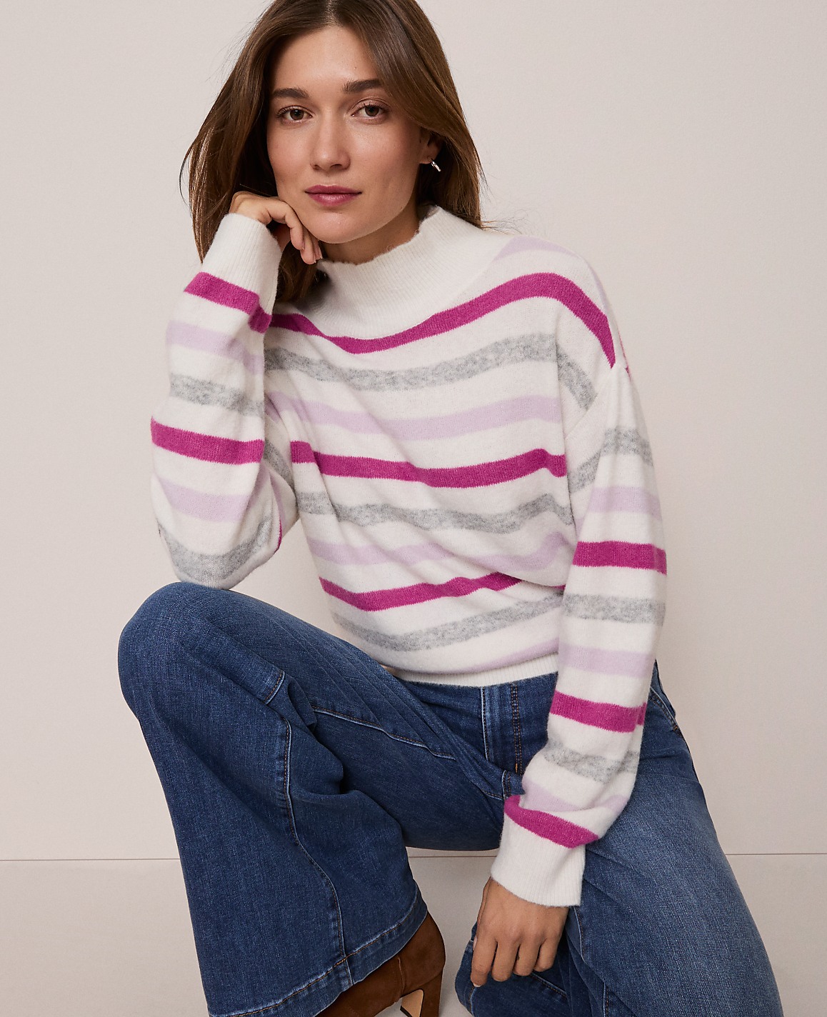Petite Weekend Striped Turtleneck Sweater