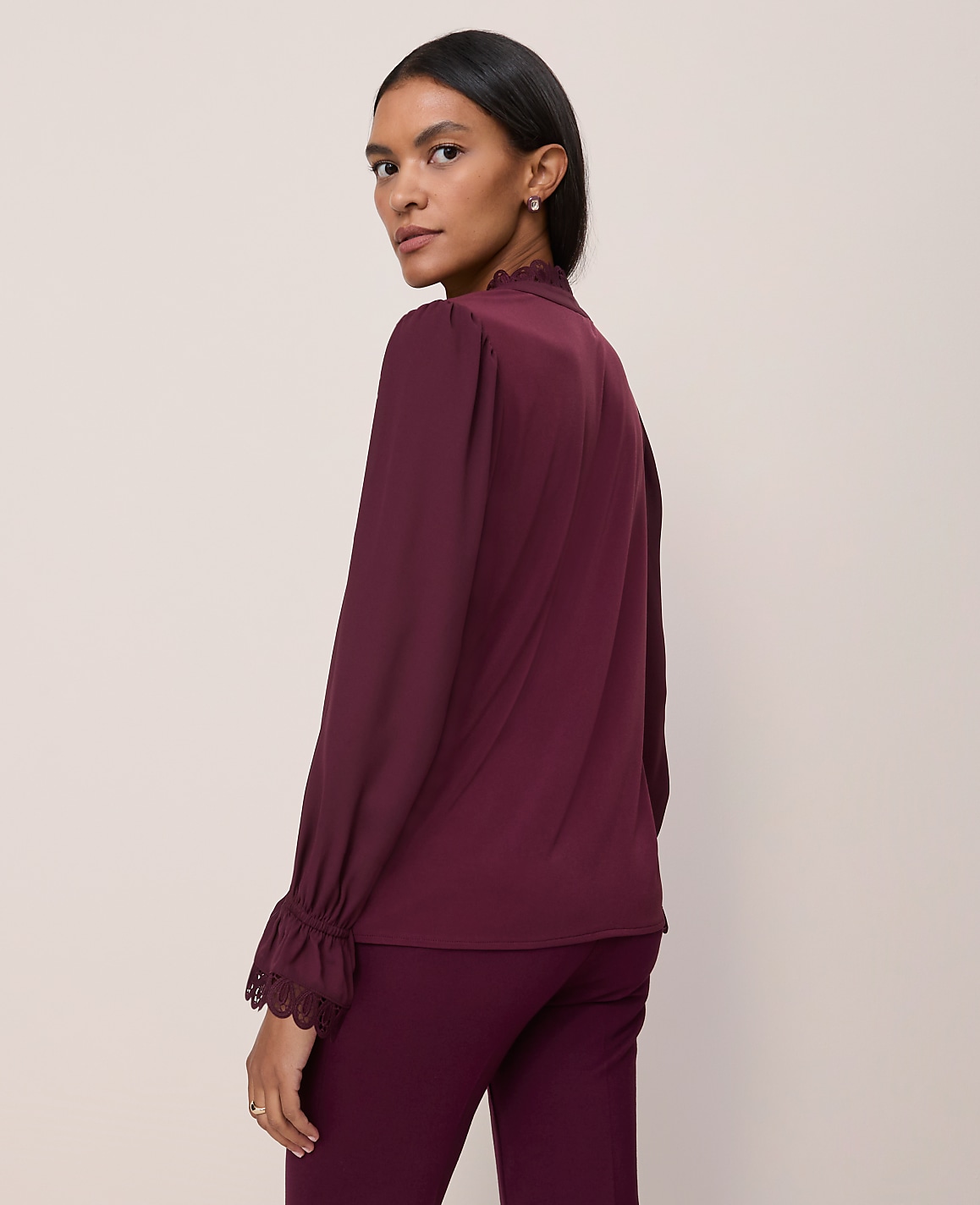 Lace Ruffle Trim Blouse