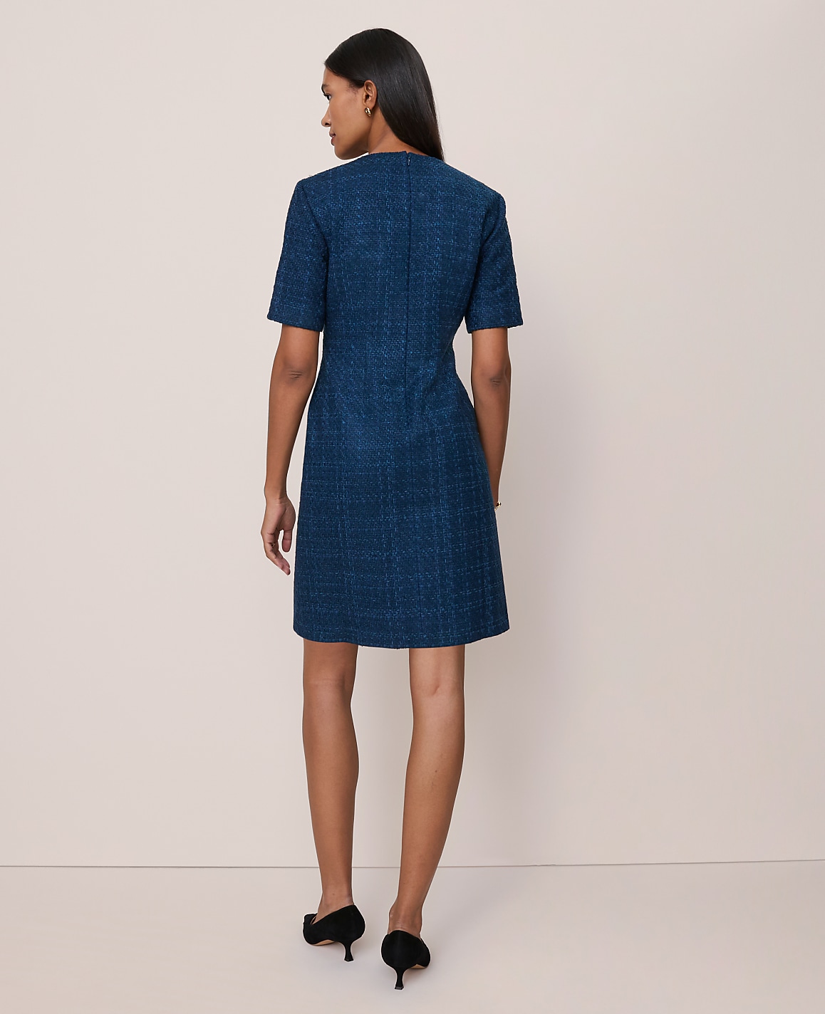 Petite Tweed Crew Neck Shift Dress