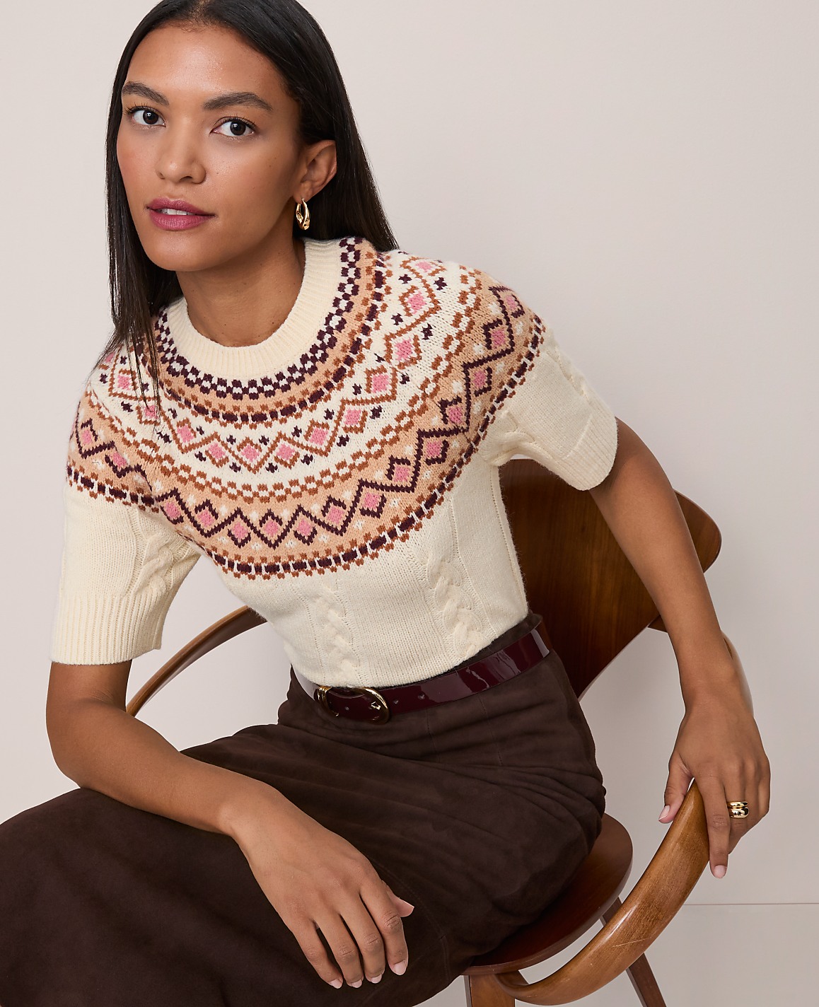 Fair Isle Cable Sweater Tee