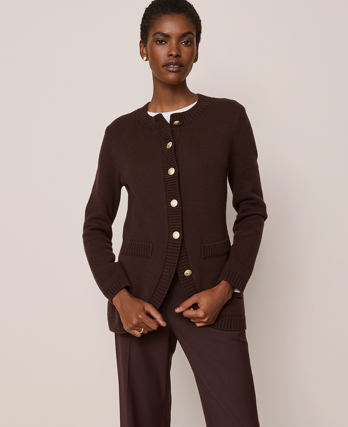 Petite Curved Hem Longline Cardigan