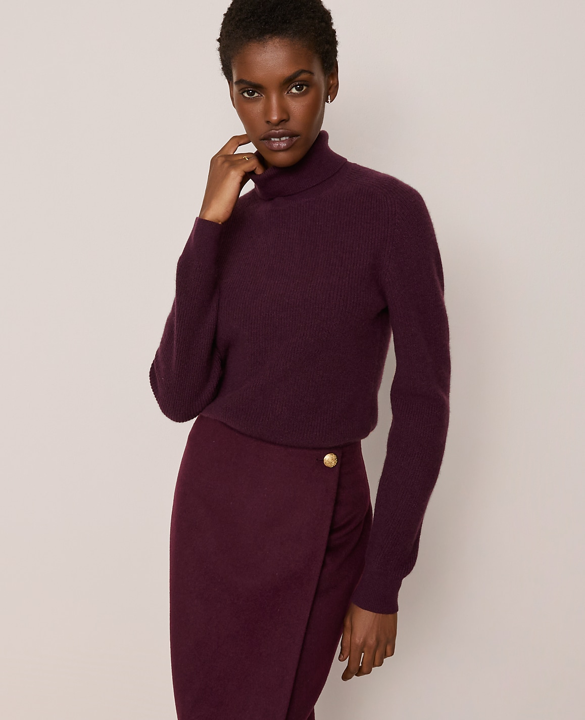 Studio Collection Cashmere Ribbed Turtleneck Sweater