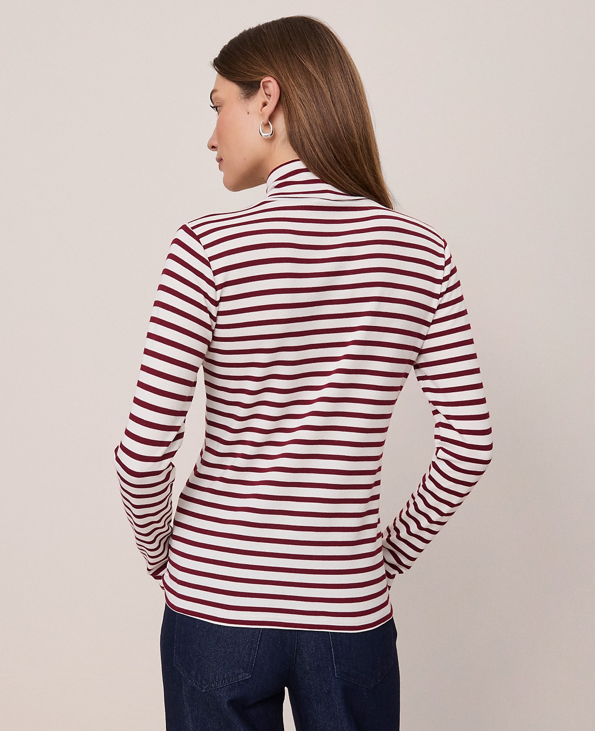 Petite Weekend Striped Turtleneck Top