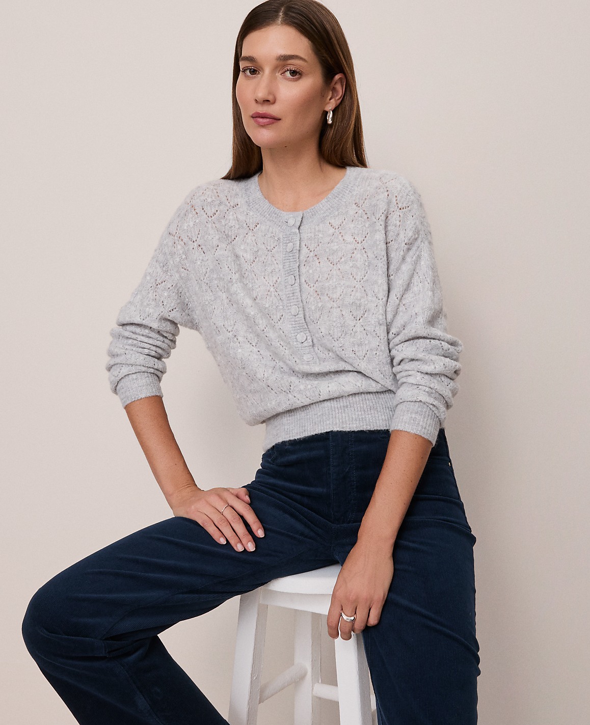 Weekend Pointelle Henley Sweater