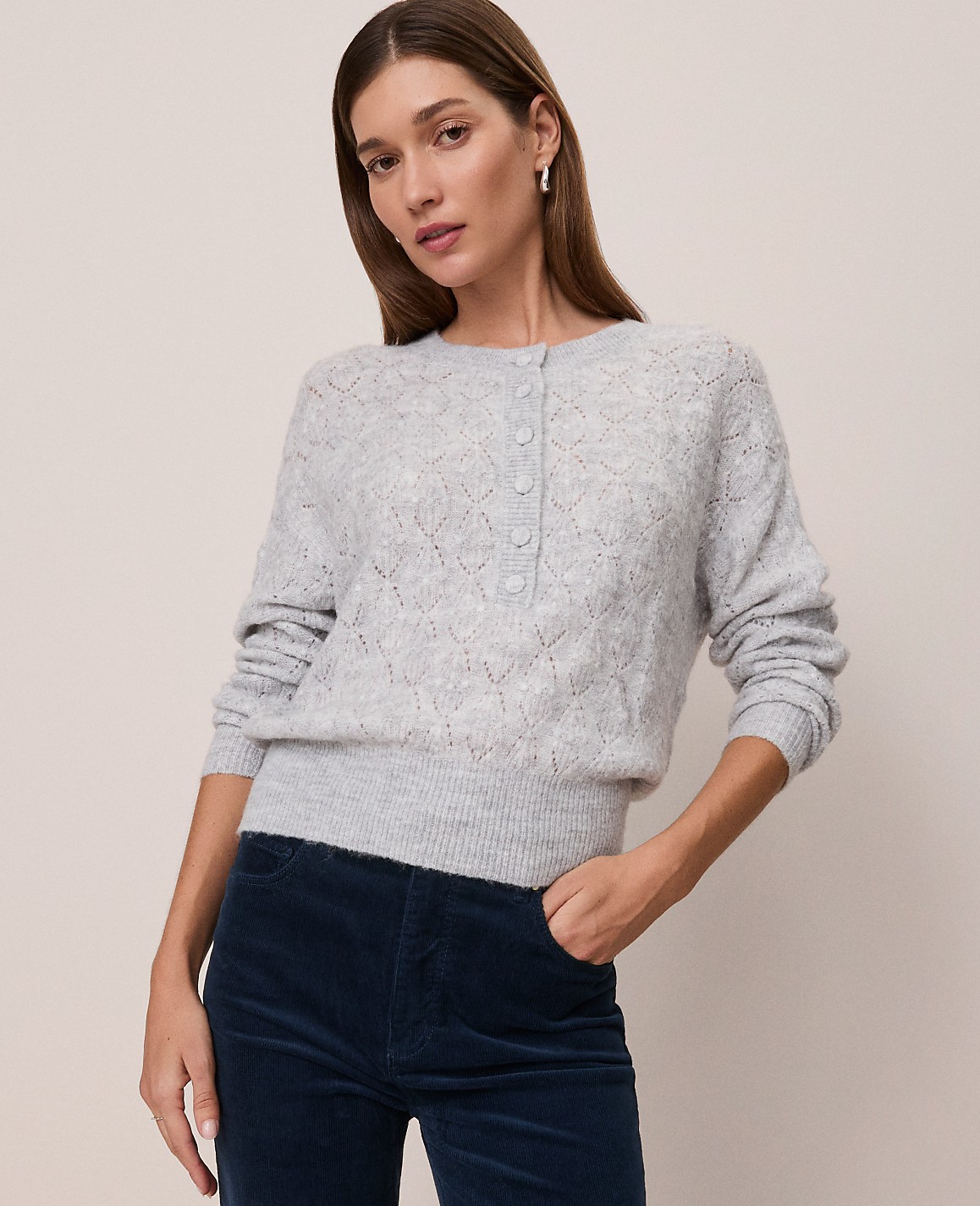 Weekend Pointelle Henley Sweater
