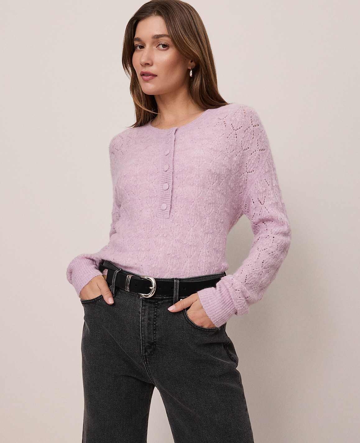 Weekend Pointelle Henley Sweater