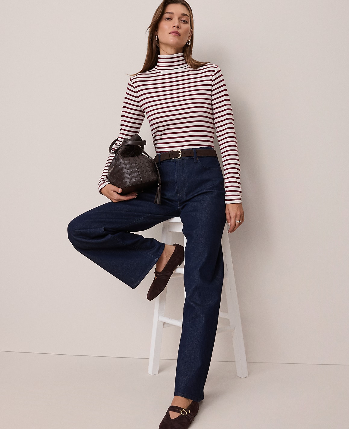 Weekend Striped Turtleneck Top