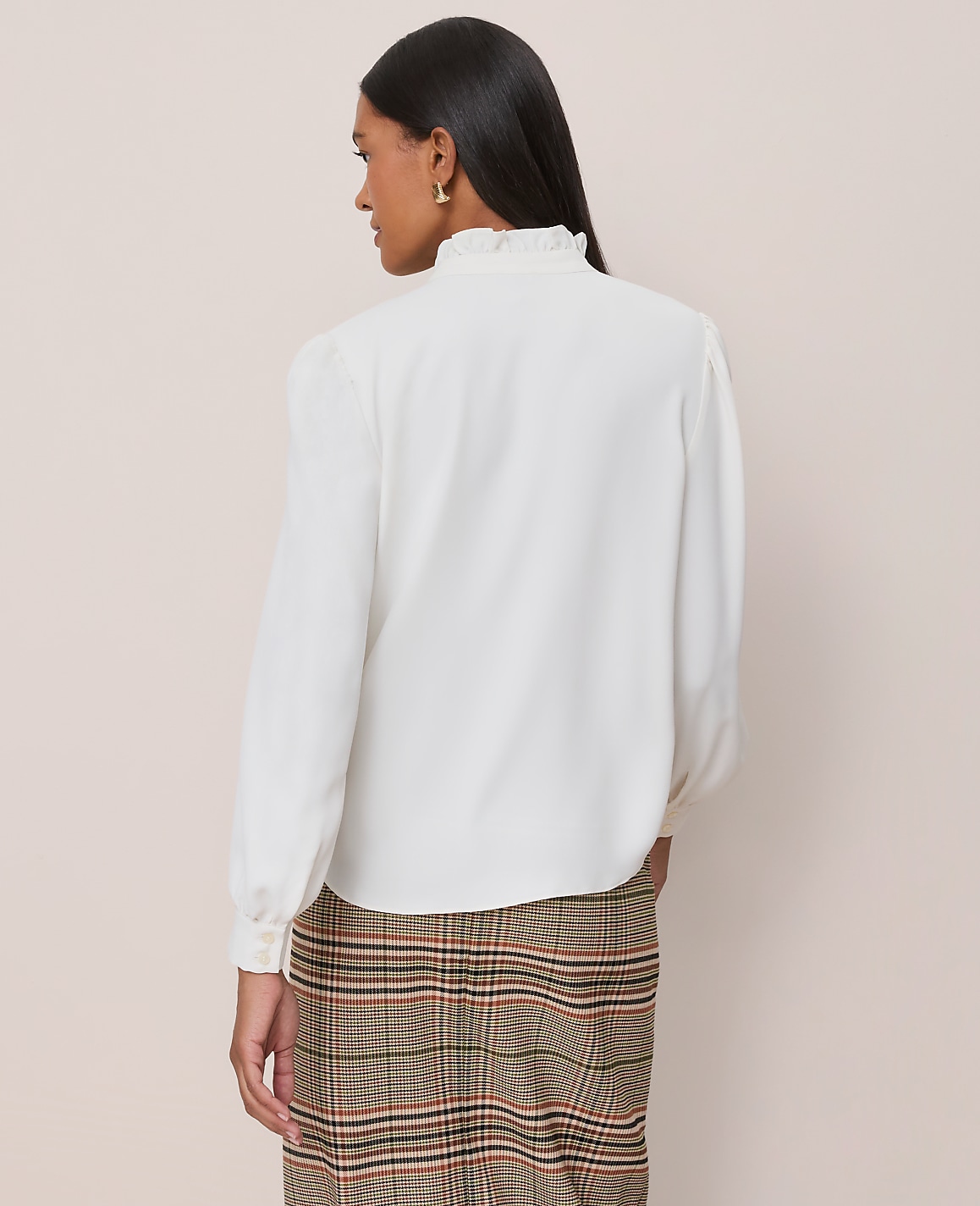 Ruffle Neck Satin Blouse