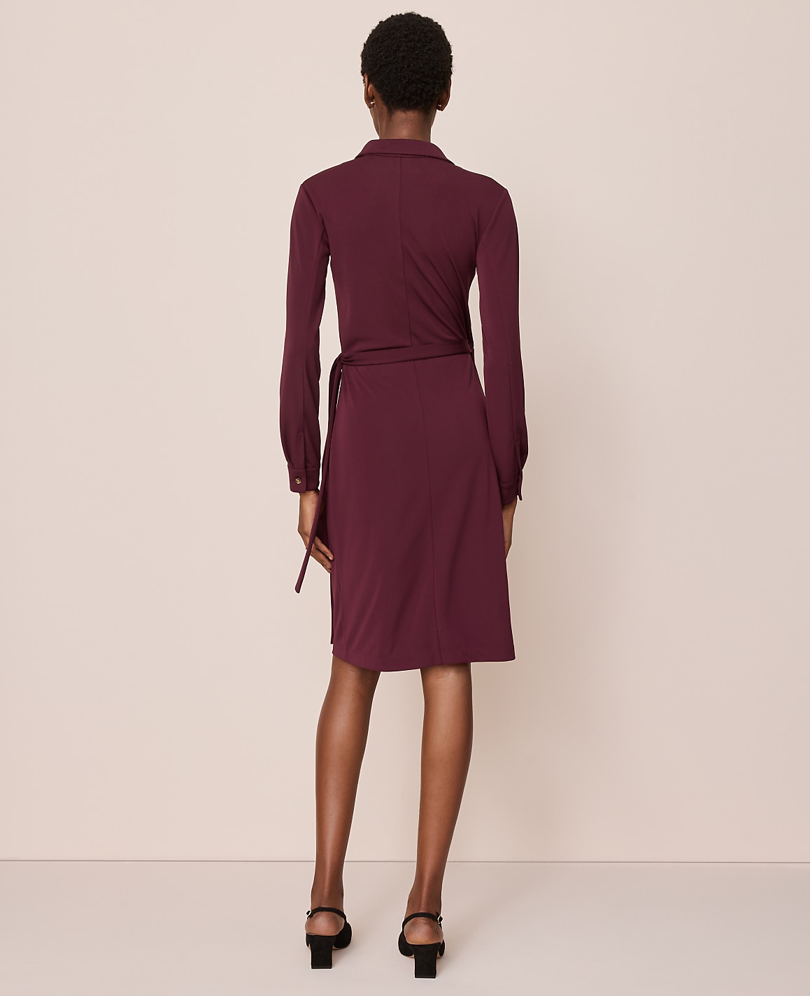 Collared Knit Wrap Dress