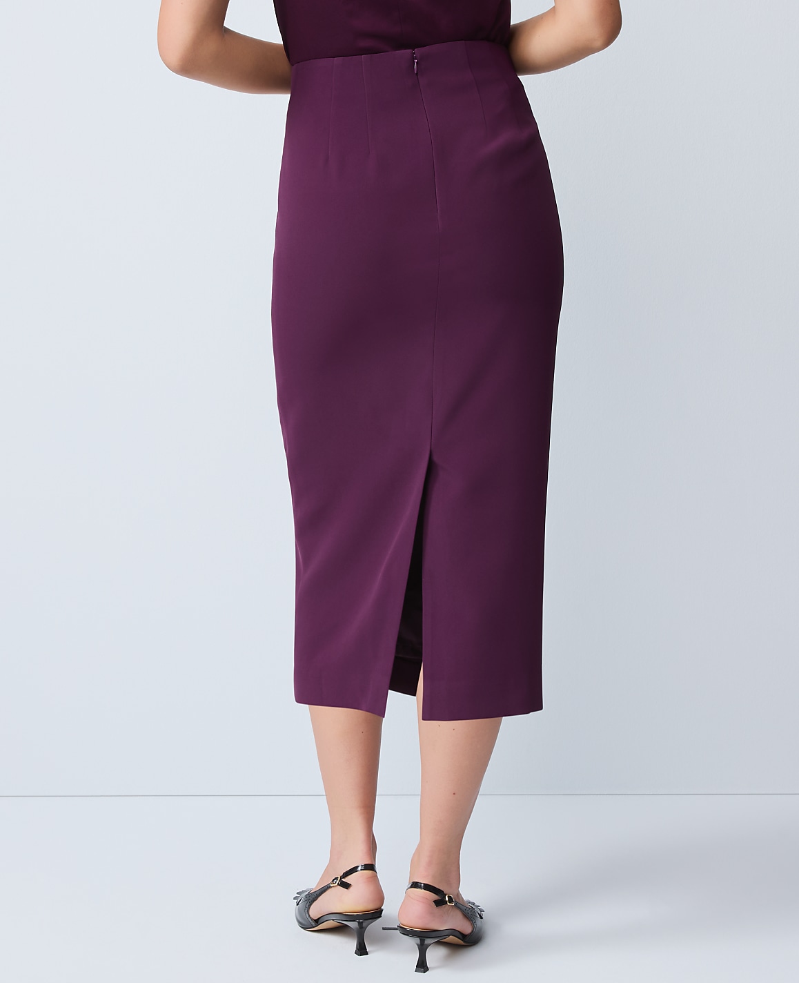Petite Fluid Crepe Pocket Midi Skirt