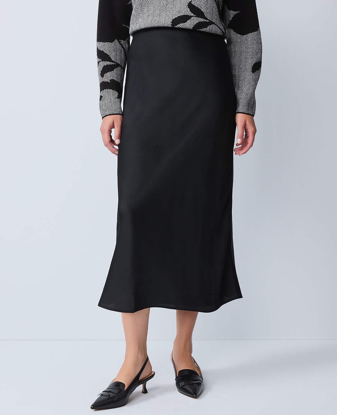 Petite Satin Bias Midi Slip Skirt
