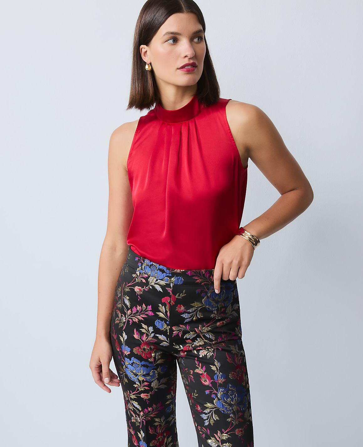 Satin Mock Neck Top