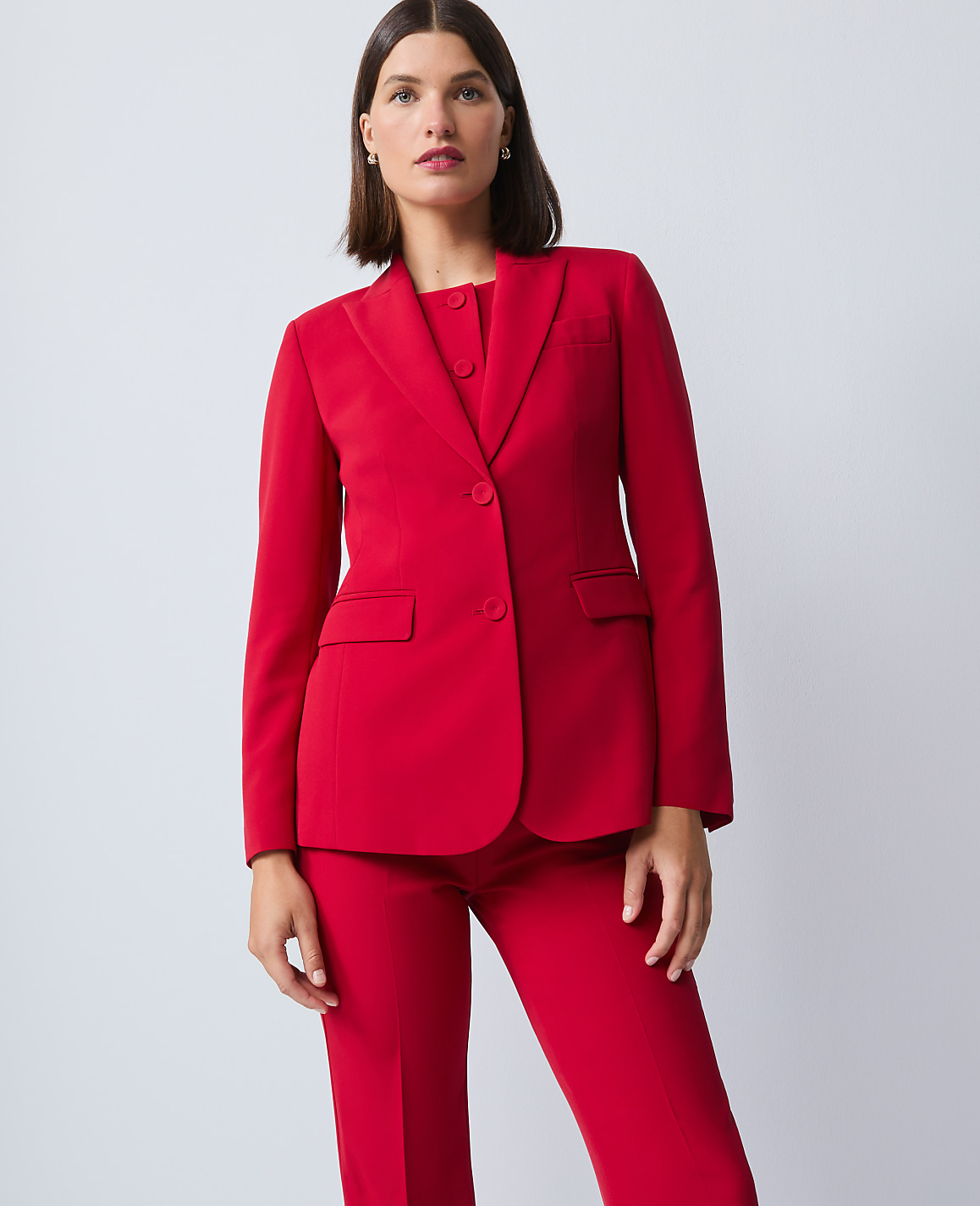 The Petite Two Button Blazer in Fluid Crepe
