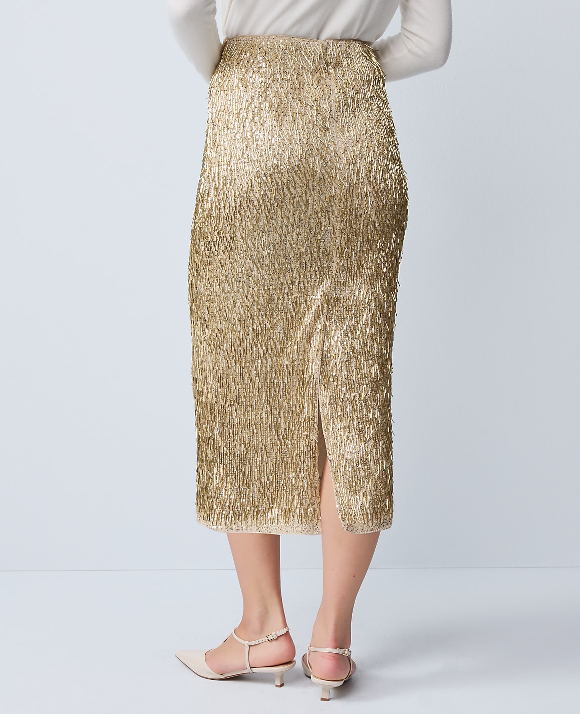 Sequin Column Midi Skirt
