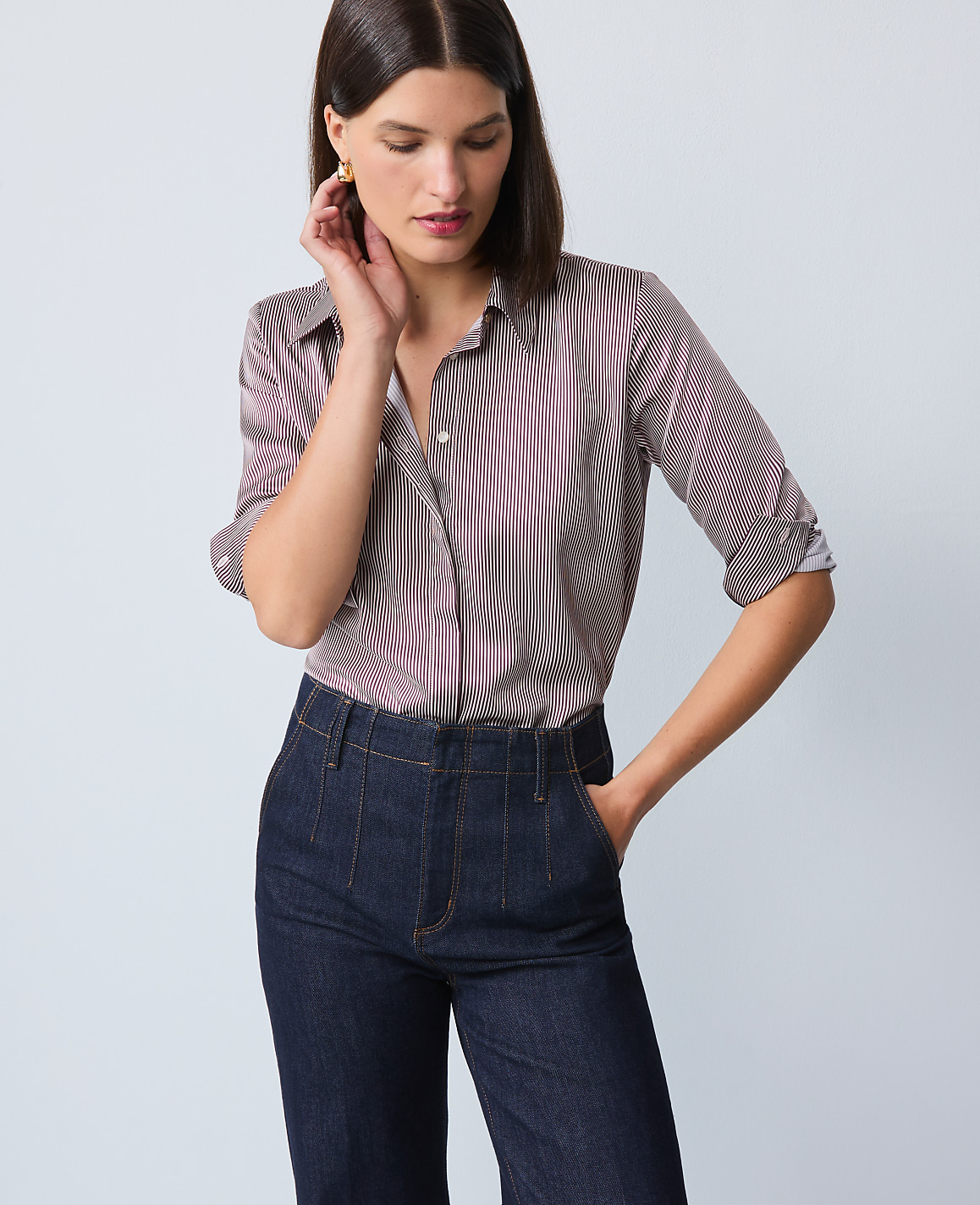 Striped Satin Modern Shirt