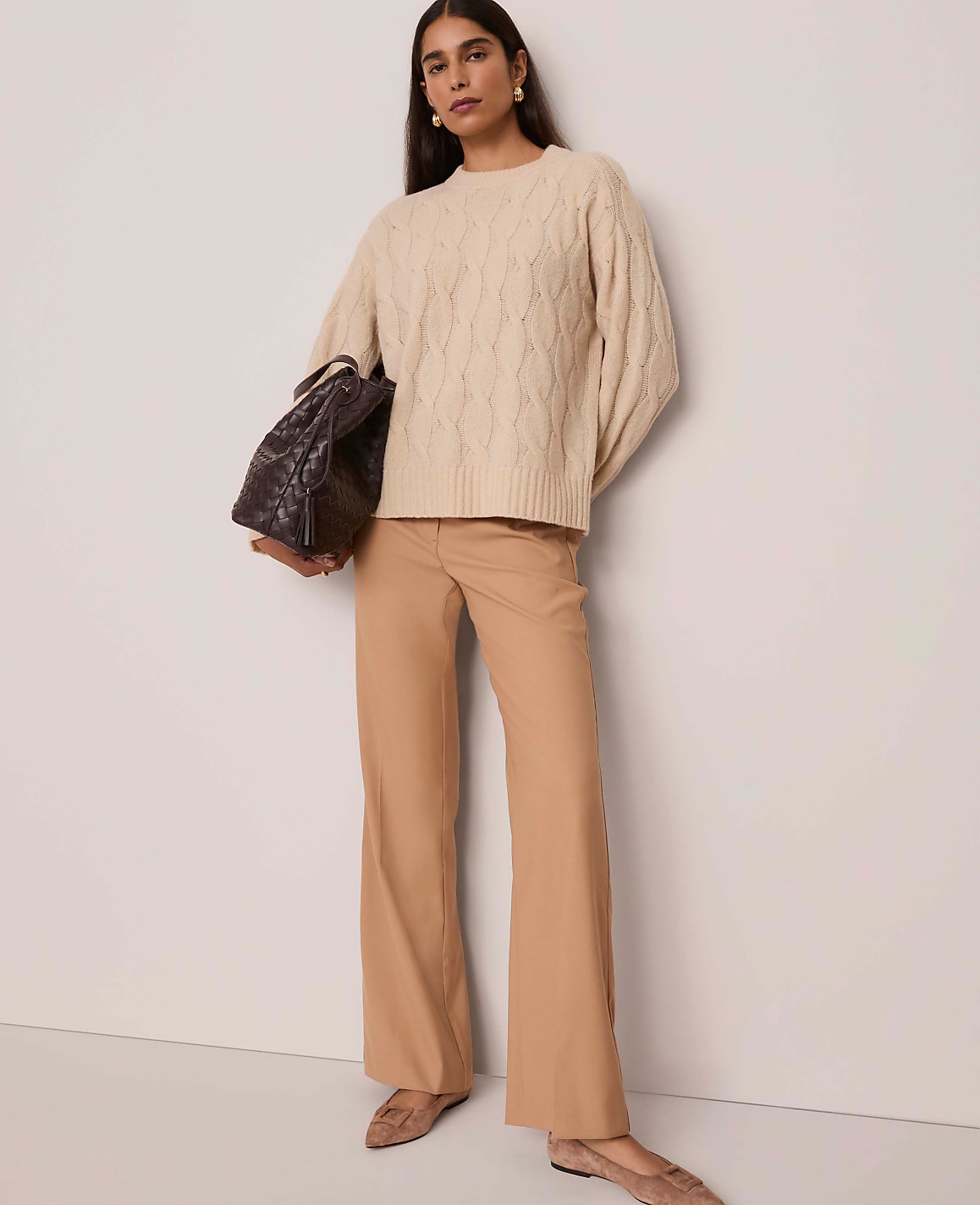 Petite Cable Crew Neck Sweater