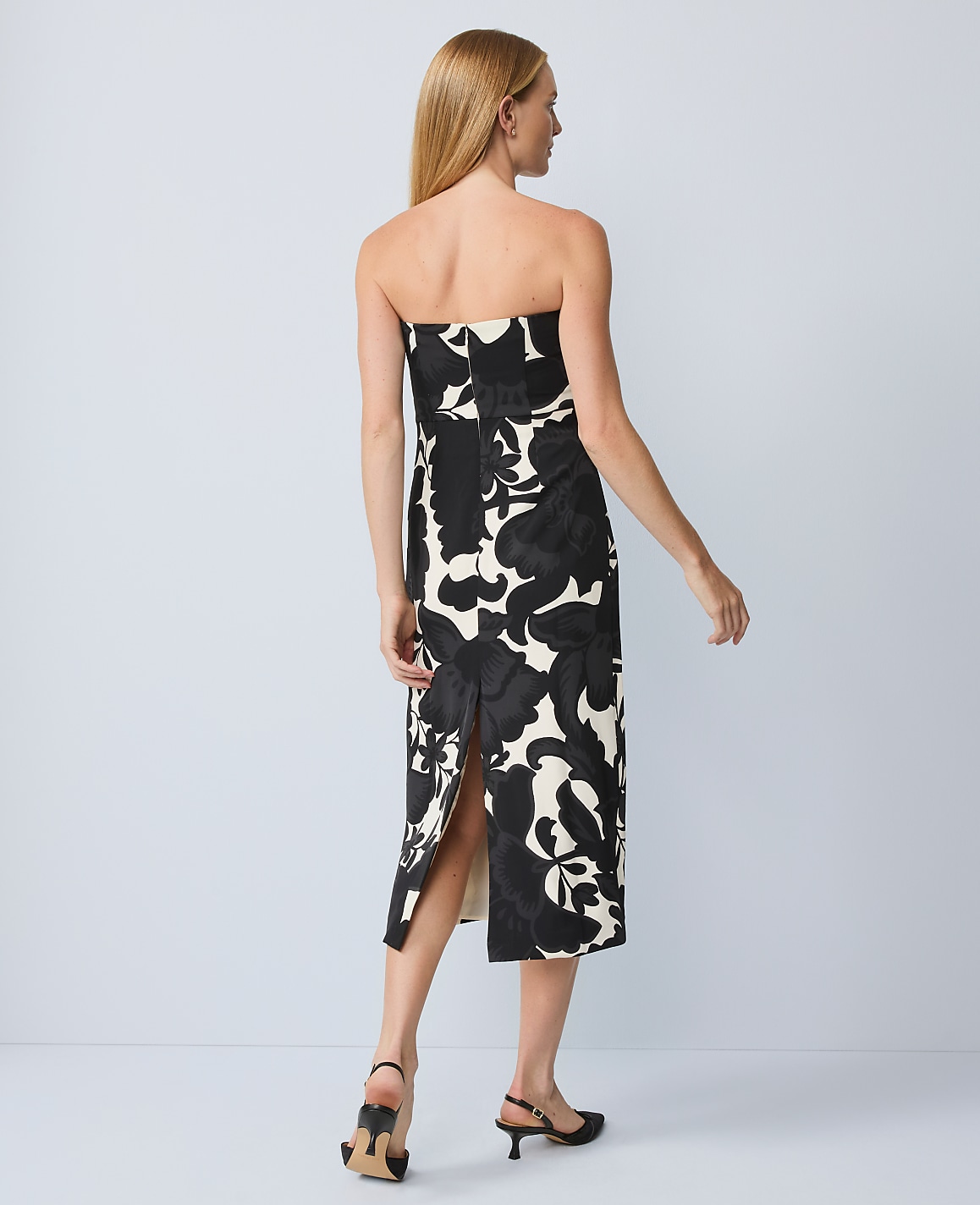 Petite Floral Strapless Midi Dress