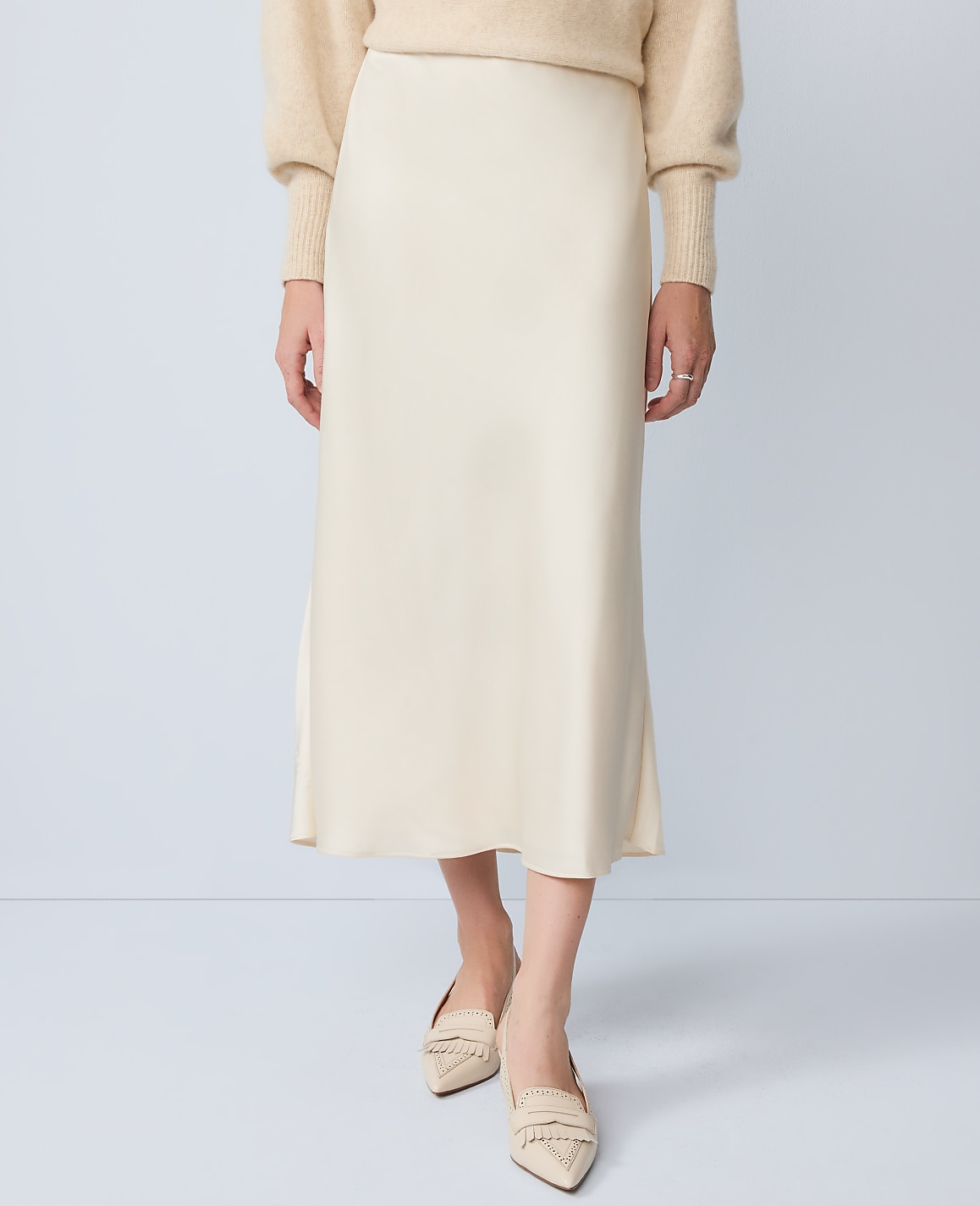 Petite Satin Bias Midi Slip Skirt