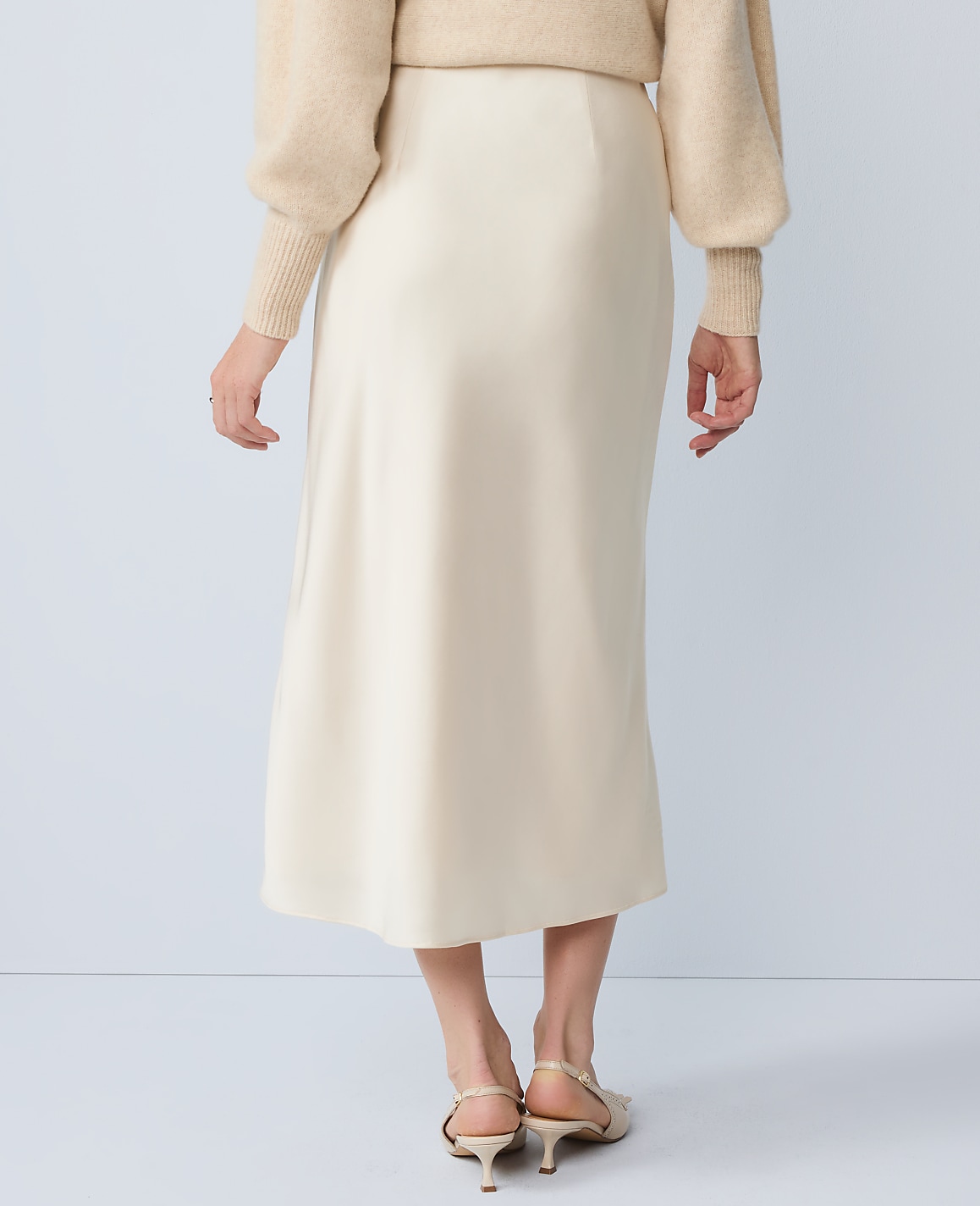 Petite Satin Bias Midi Slip Skirt