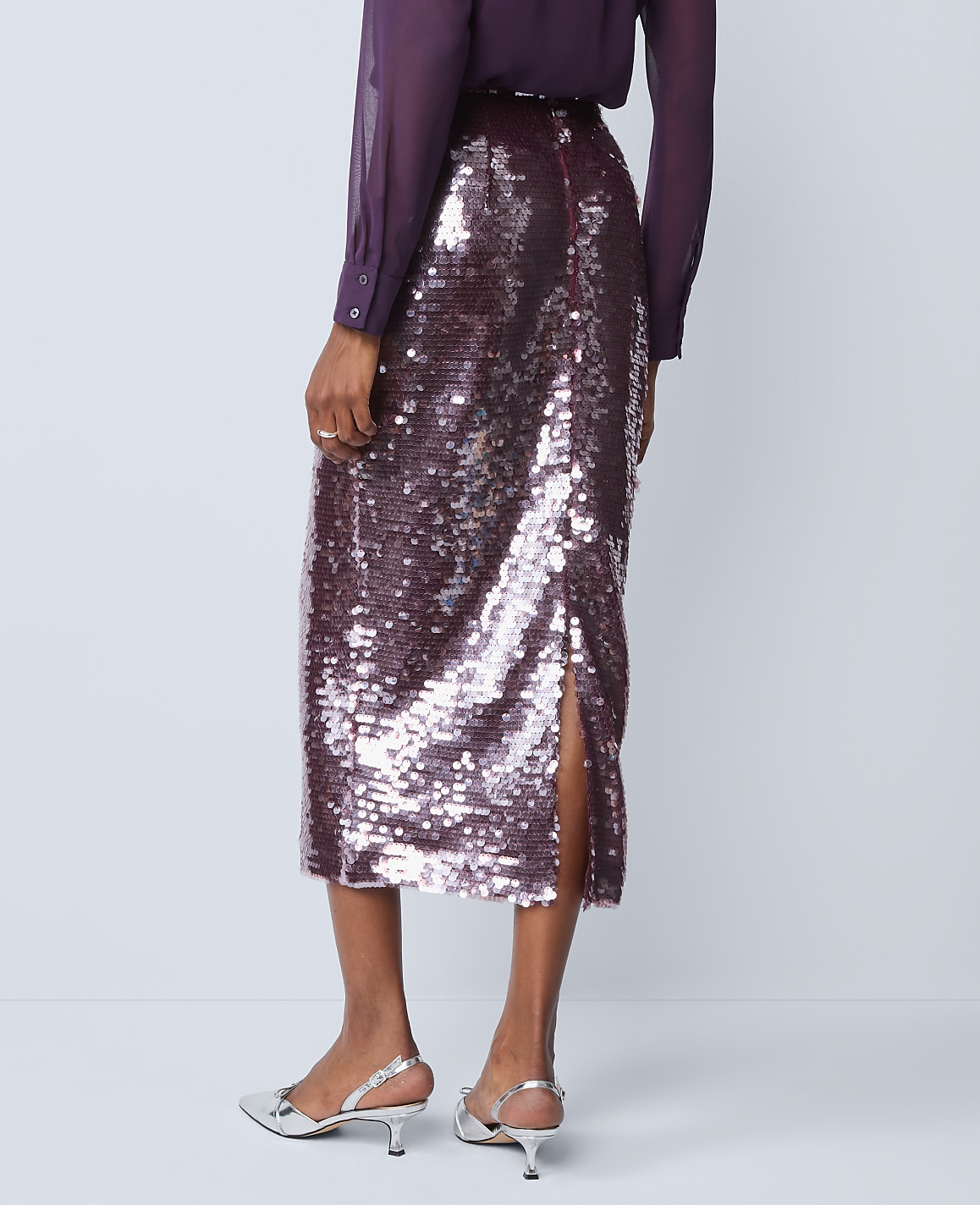 Sequin Column Midi Skirt