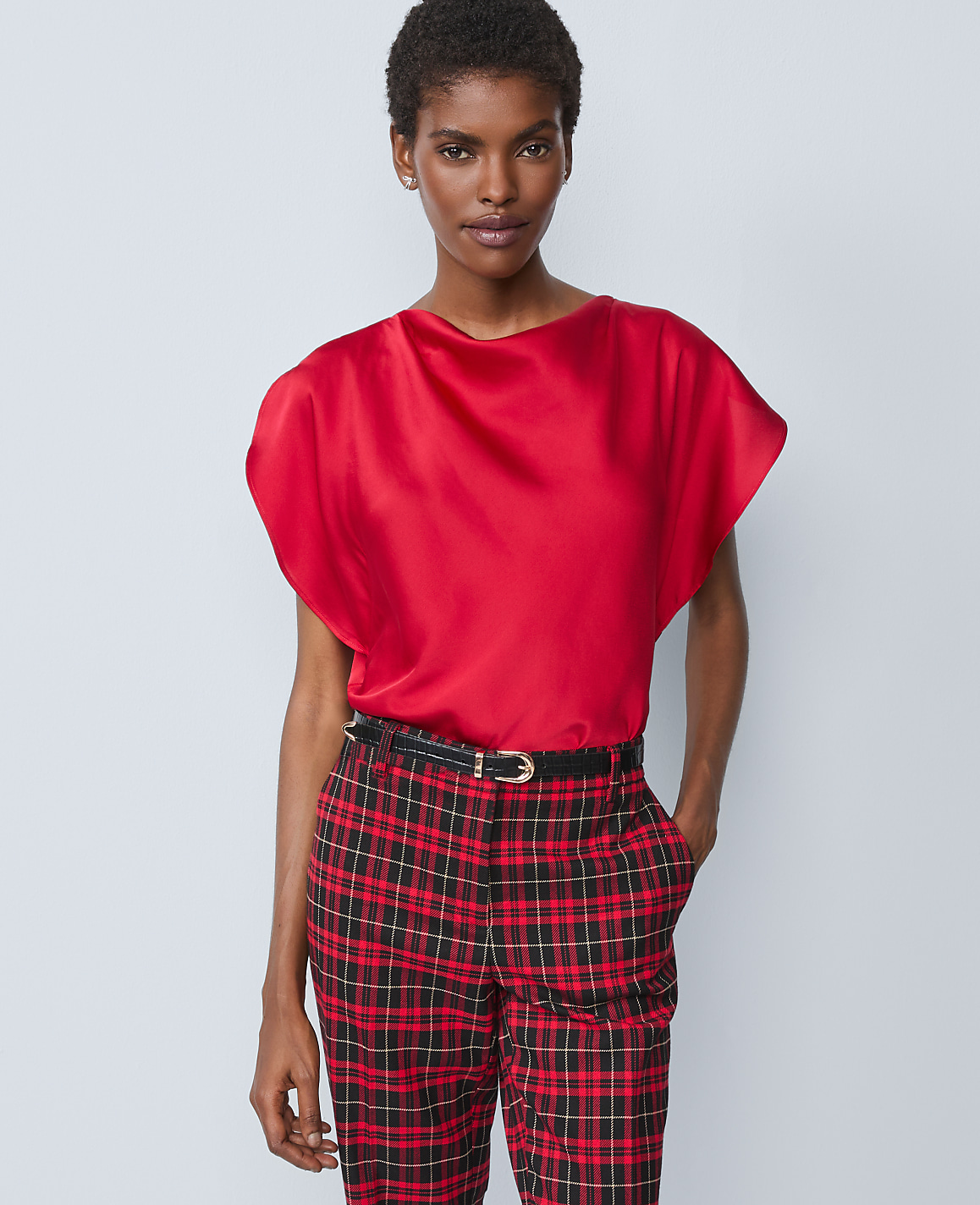 Draped Satin Blouse