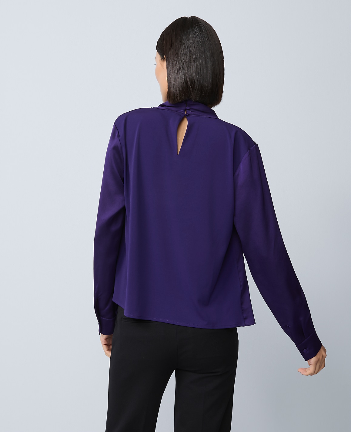 Mixed Media Cowl Neck Blouse