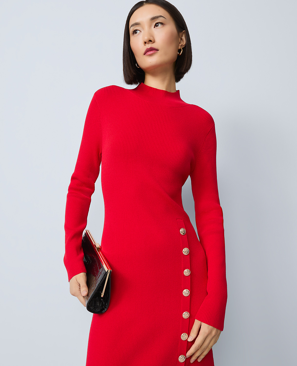 Ribbed Button Sweater Dress