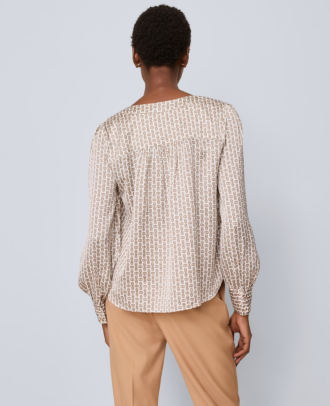 Petite Chain Link Print Satin Popover