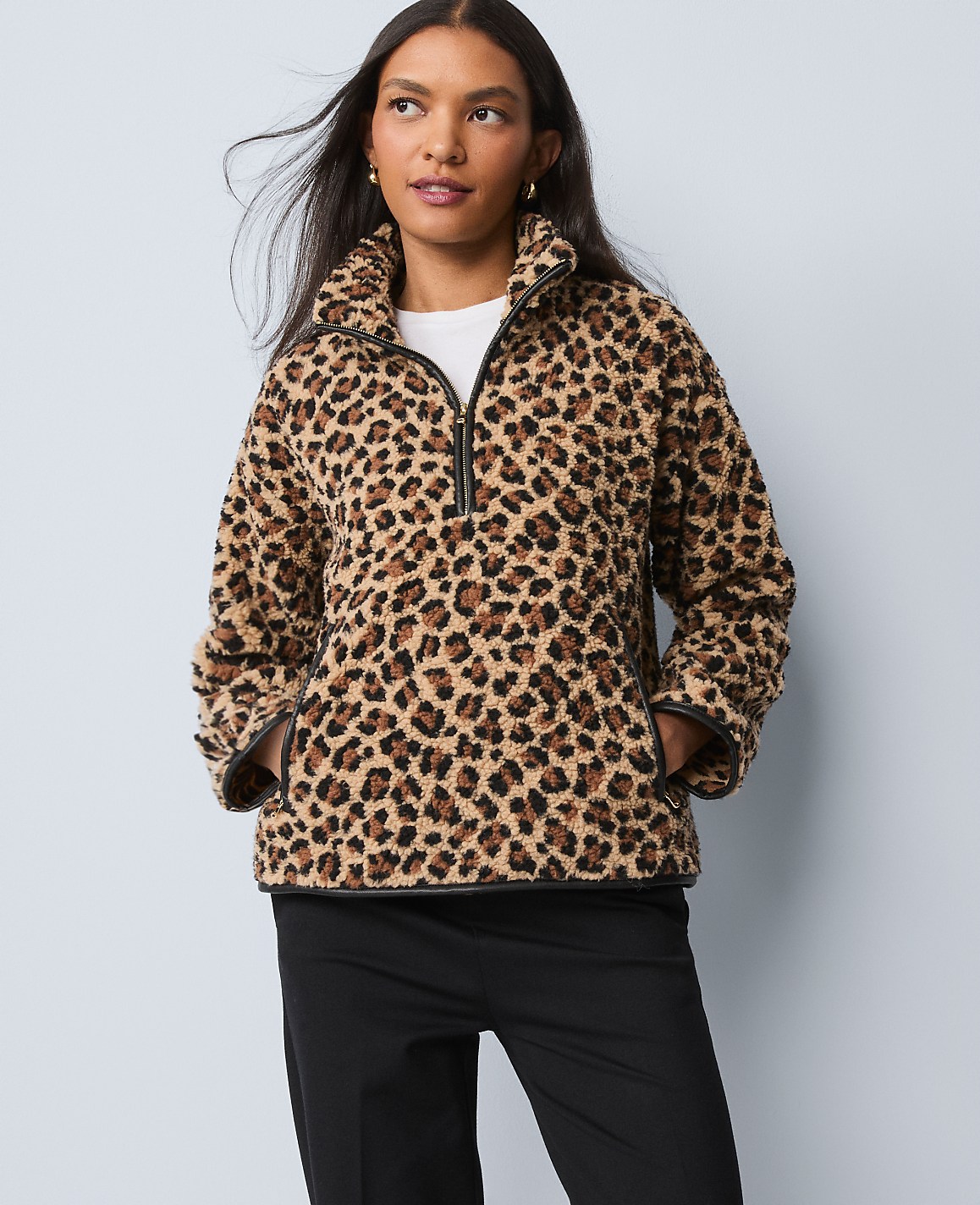 Weekend Animal Print Sherpa Pullover