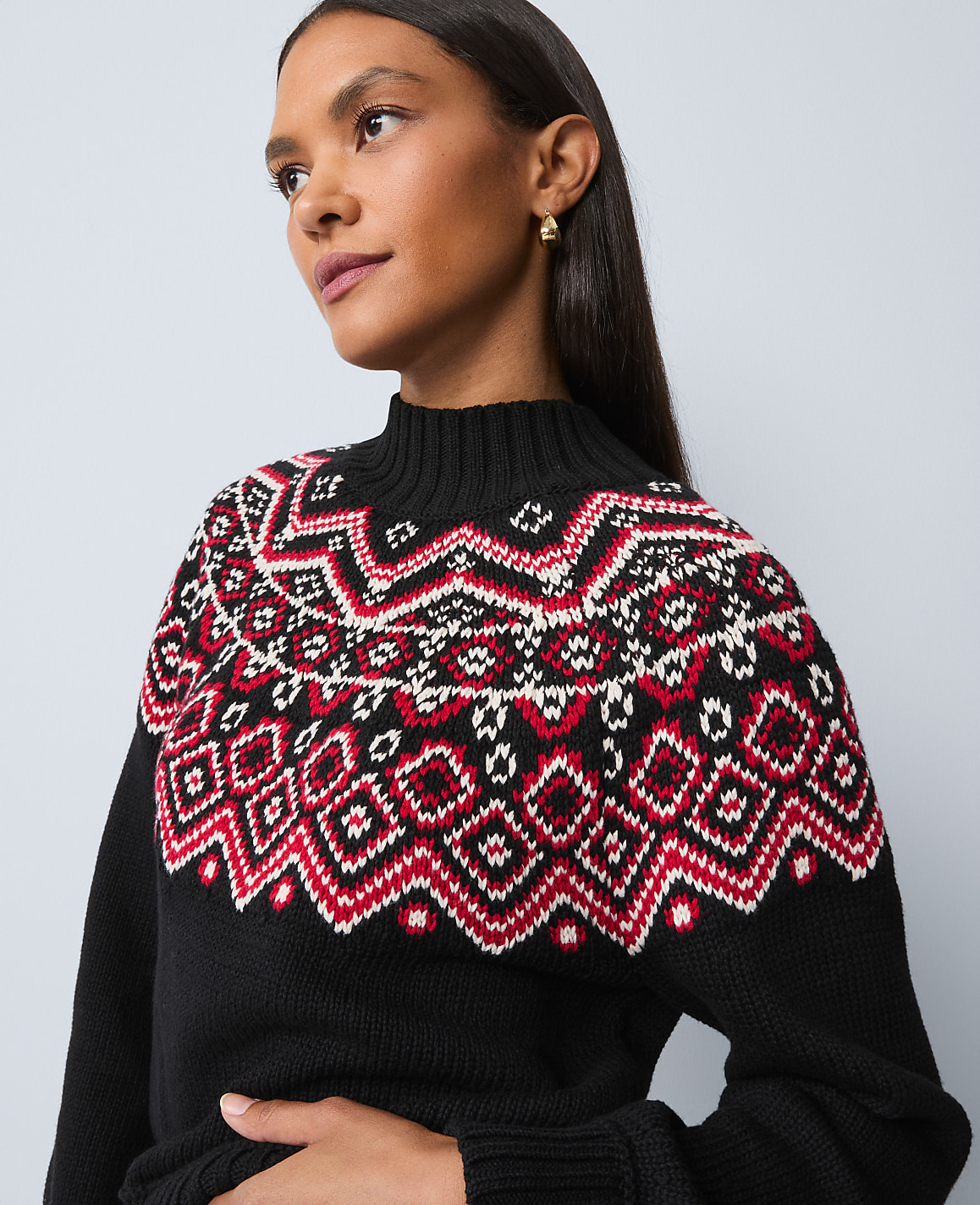 Weekend Fair Isle Mock Neck Sweater