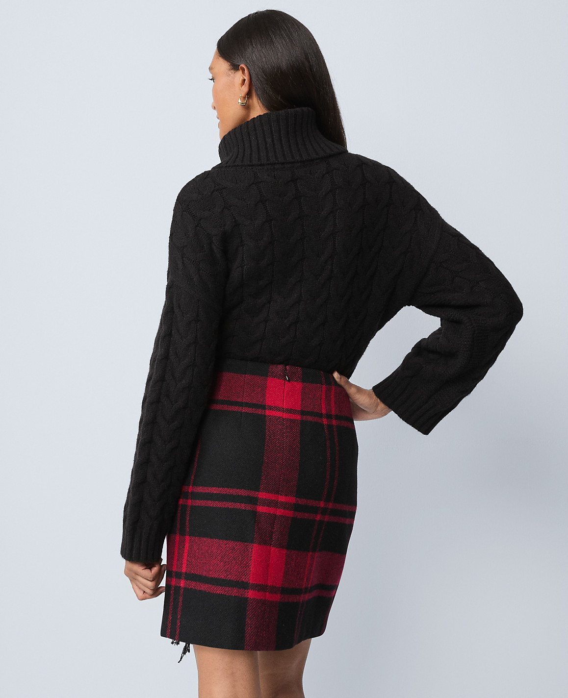 Weekend Plaid Wrap Effect Skirt