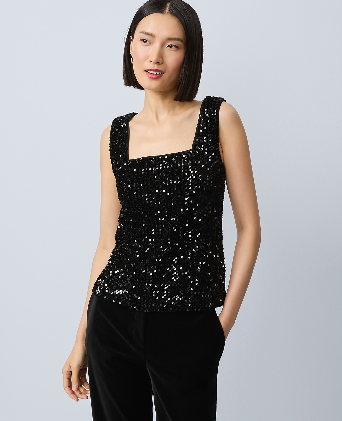 Petite Sequin Velvet Tank Top