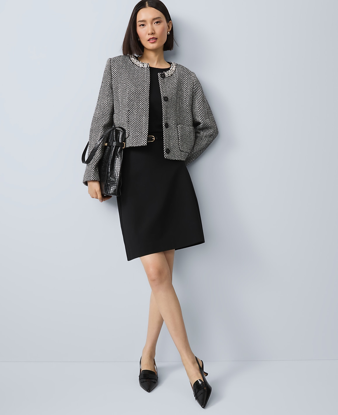 Petite Ponte Belted A-Line Skirt