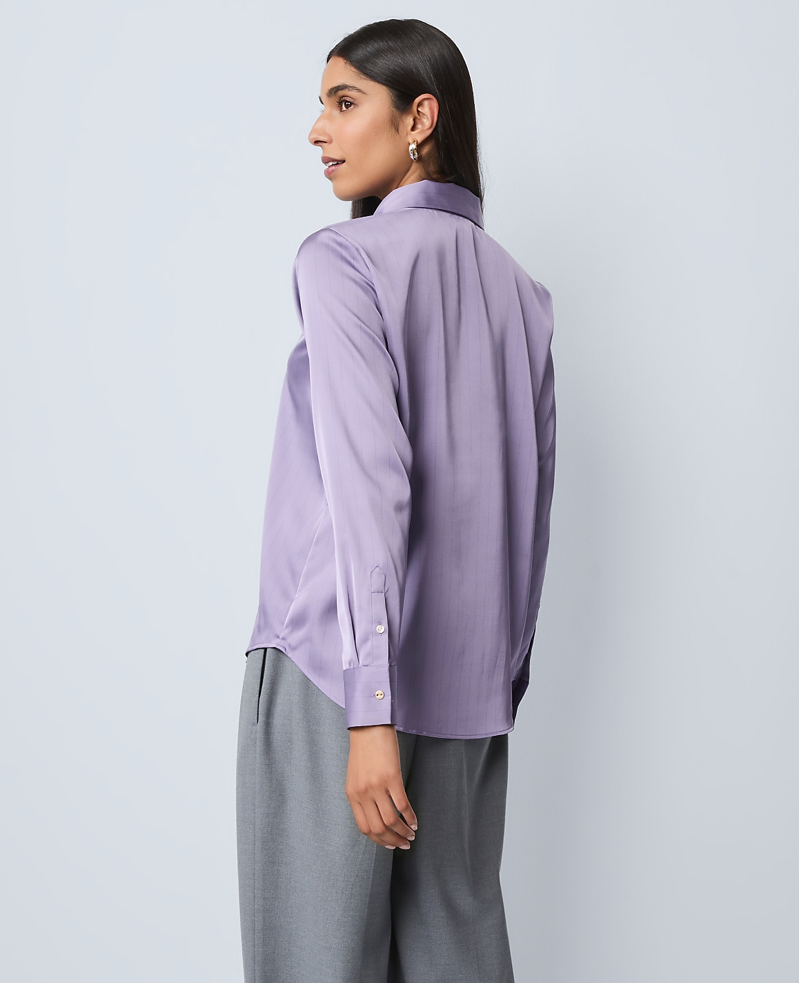 Pinstriped Satin Essential Shirt